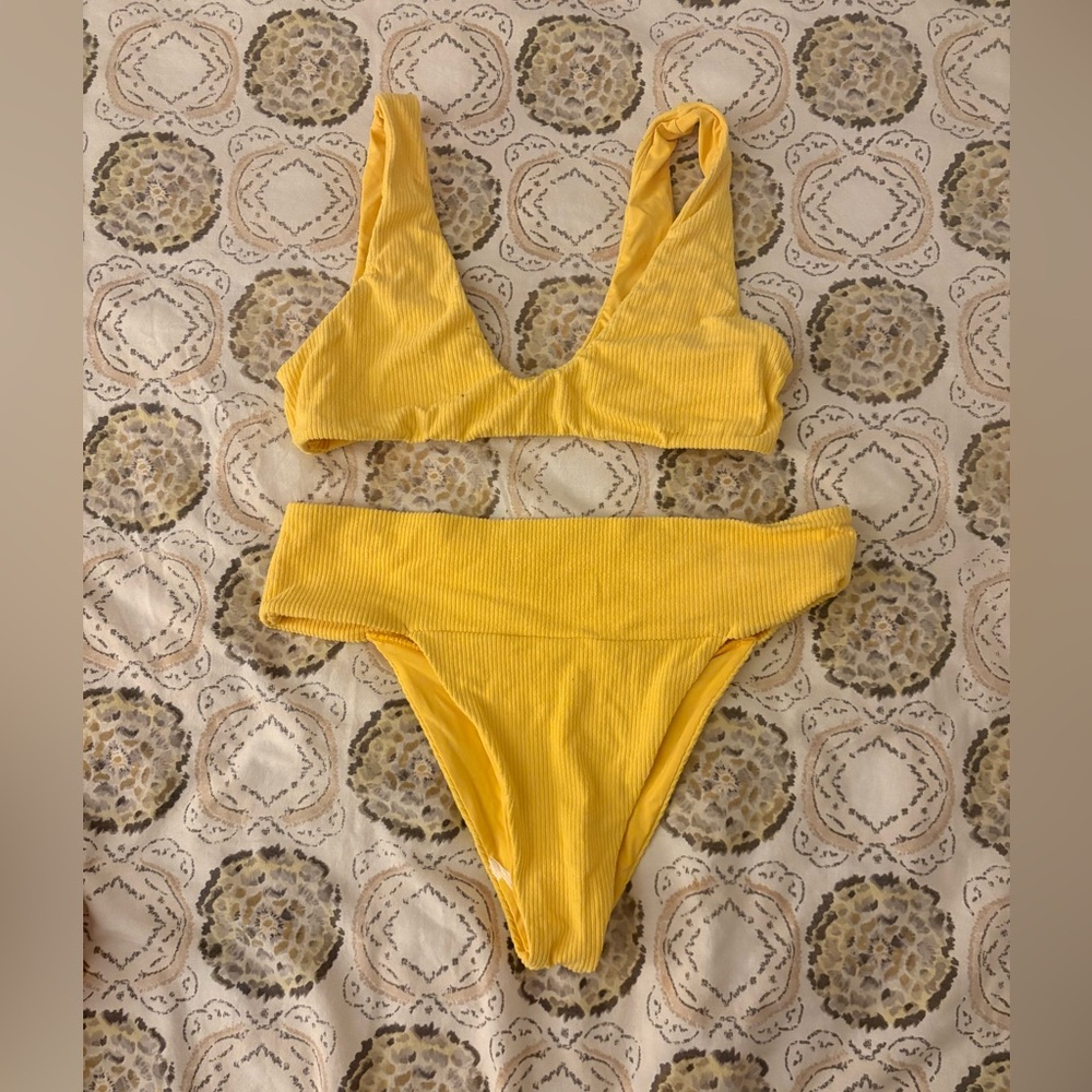 FP x Toast Swim Ribbed Scoop Bikini Top and Ribbed Banded Waist Bottom in Sunset